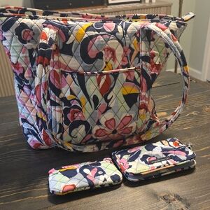 Vera Bradley Floral Tote Bag with Matching Accessories
